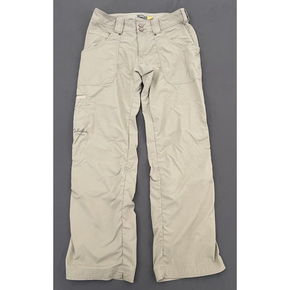 Cabela's Hiking Outdoor Convertible Pants Womens Size 10 Tan Roll Tab UPF 30